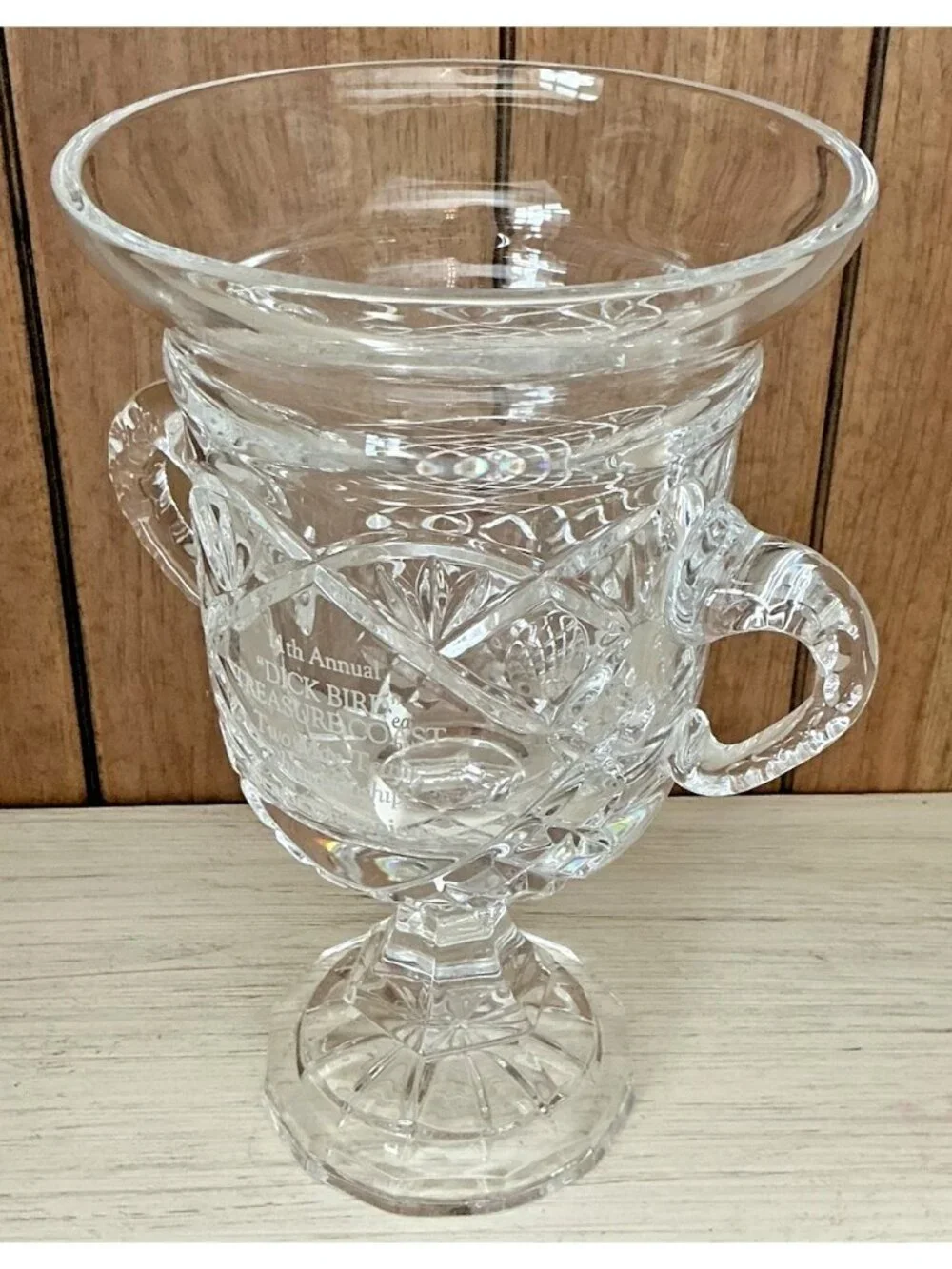 Honor Handled Loving Cup European Crystal Trophy Vase 9.5